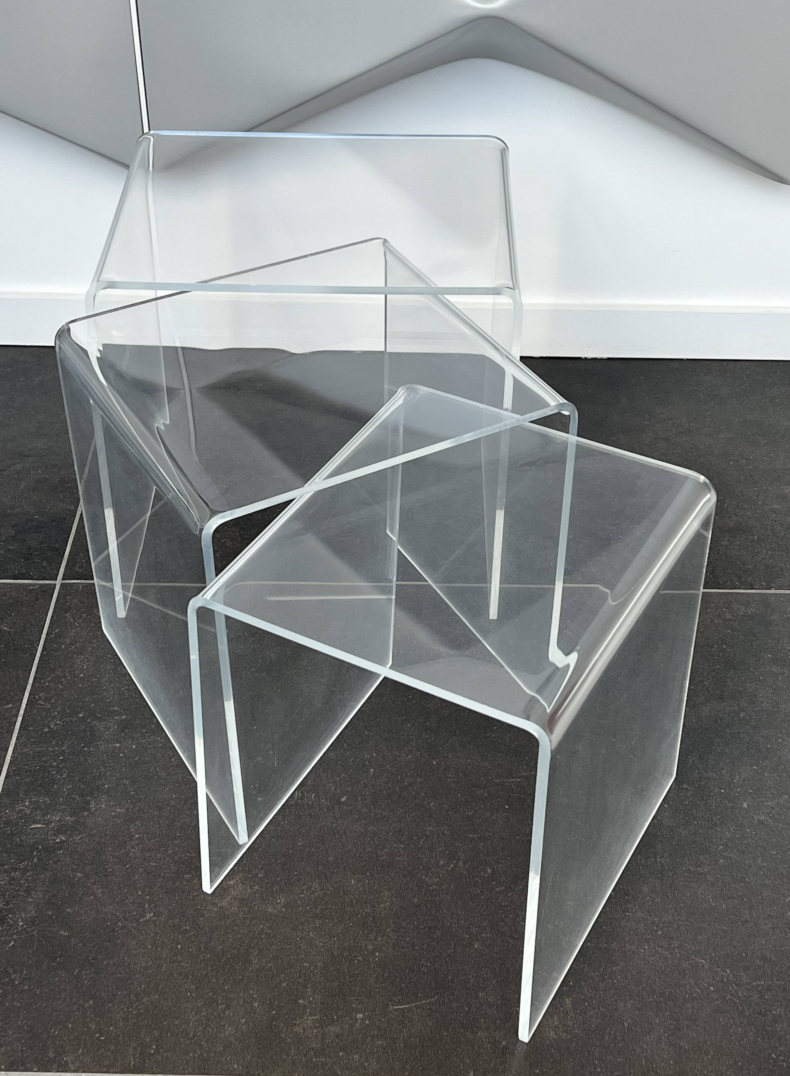 Nesting tables in plexiglass by Michel Dumas, France 1970s