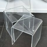 Nesting tables in plexiglass by Michel Dumas, France 1970s