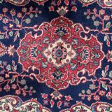 Tapis Kerman Antique – Laine Bleue Vive & Rouge – 117 x 218 cm