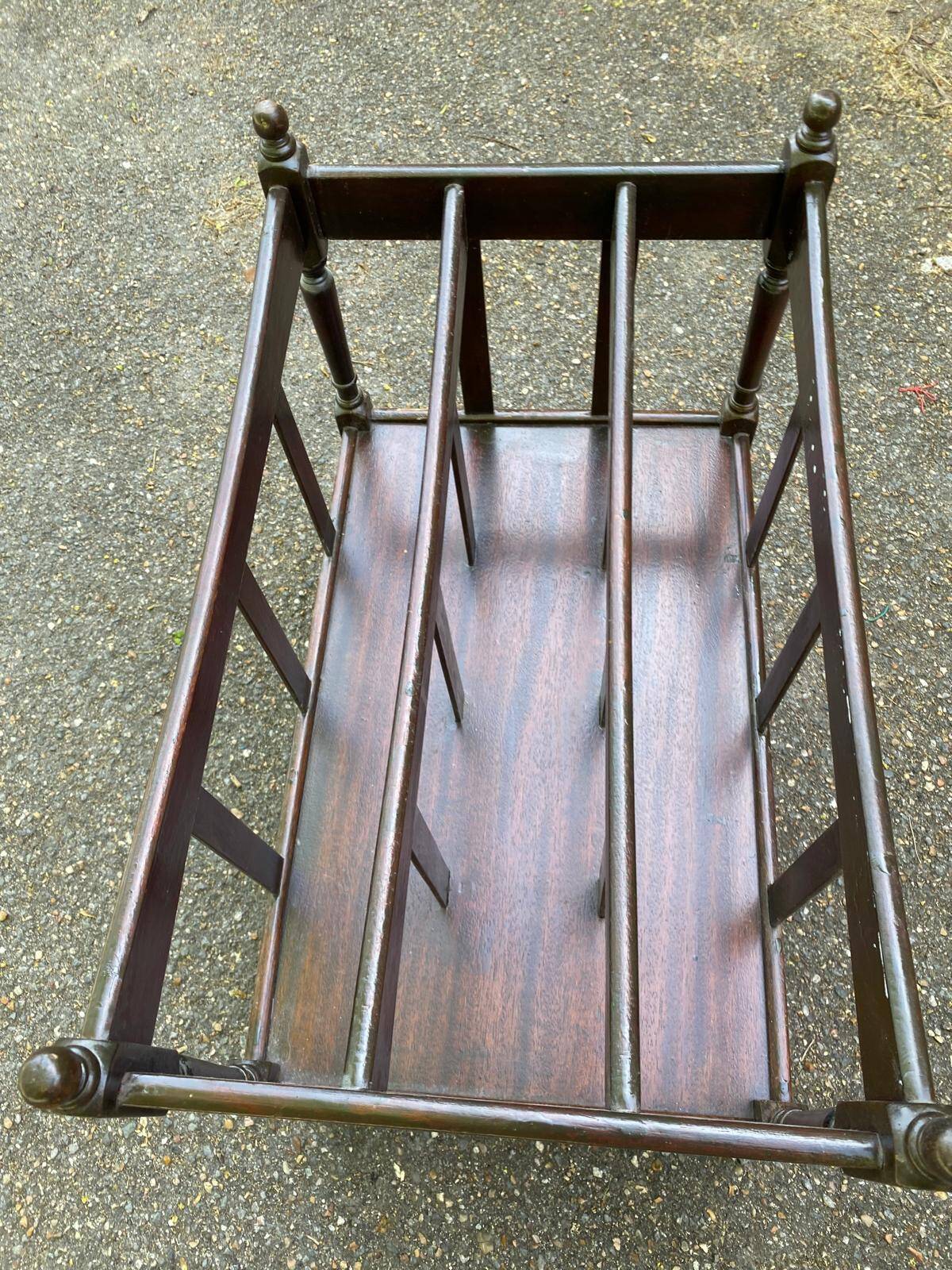 Vintage 19th-century Canterbury magazine rack made of solid wood.