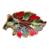 Bol vintage français en céramique Vallauris à motif de feuilles