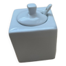 Mustard pot / square white ceramic pot / ht 8.5