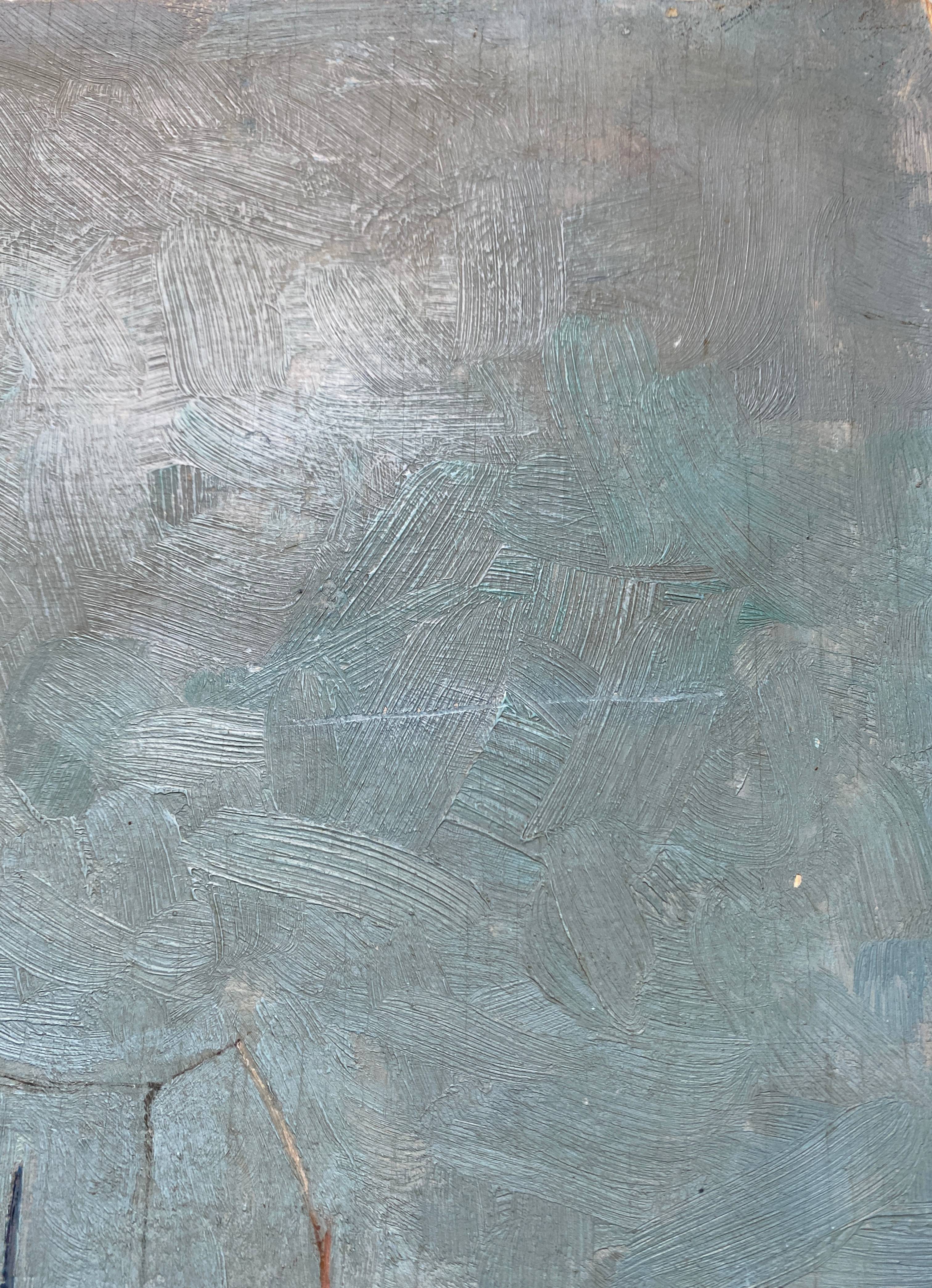 Table "Village and boats by the sea" Marine Bretagne signed 1948