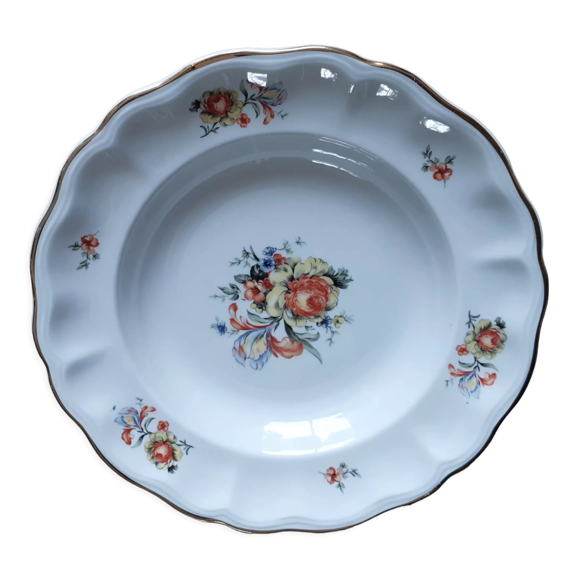 5 assiettes creuses et 1 plat en faience de Lunéville KG Marie-Thérèse