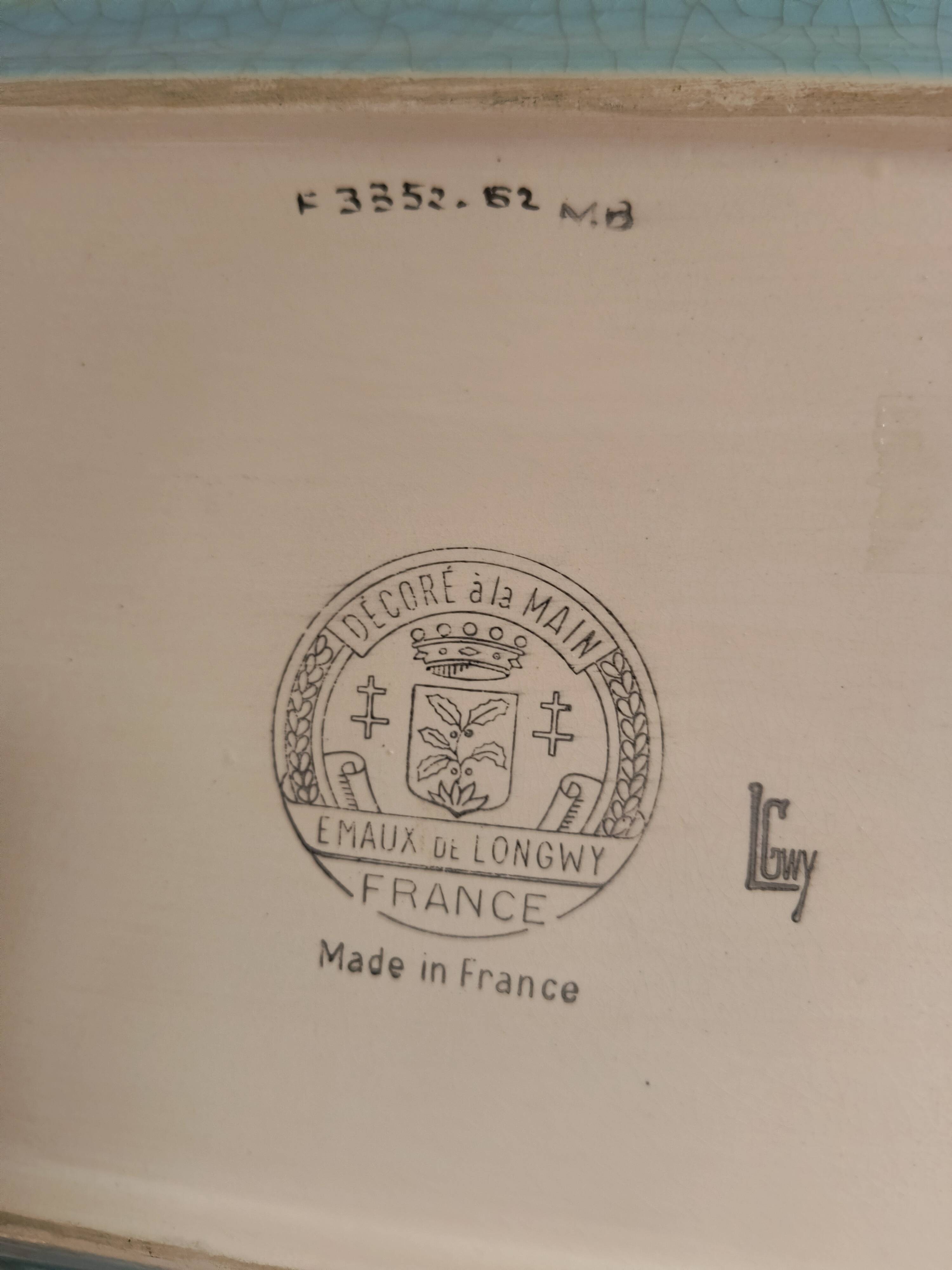 Longwy enamel plate art deco design