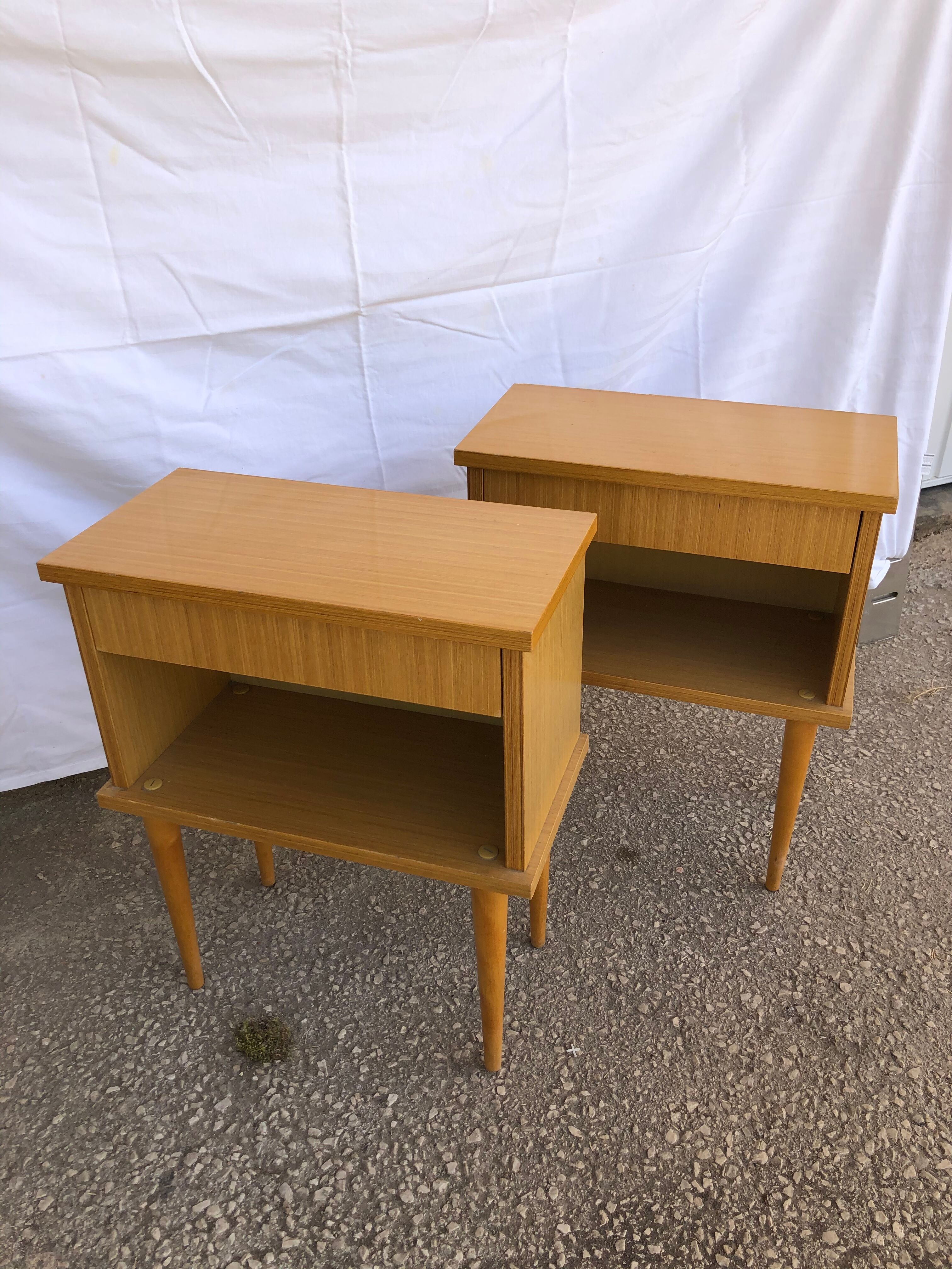 Honey-coloured bedside tables