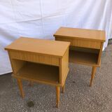 Honey-coloured bedside tables