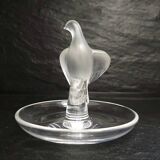 Lalique France – Satin-finished crystal dish with bird, vintage model