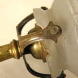 Brass and glass swan neck wall light