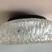 Round ice glass ceiling lamp, vintage 60s-70s