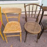 set of 6 mismatched vintage bistro chairs - wood