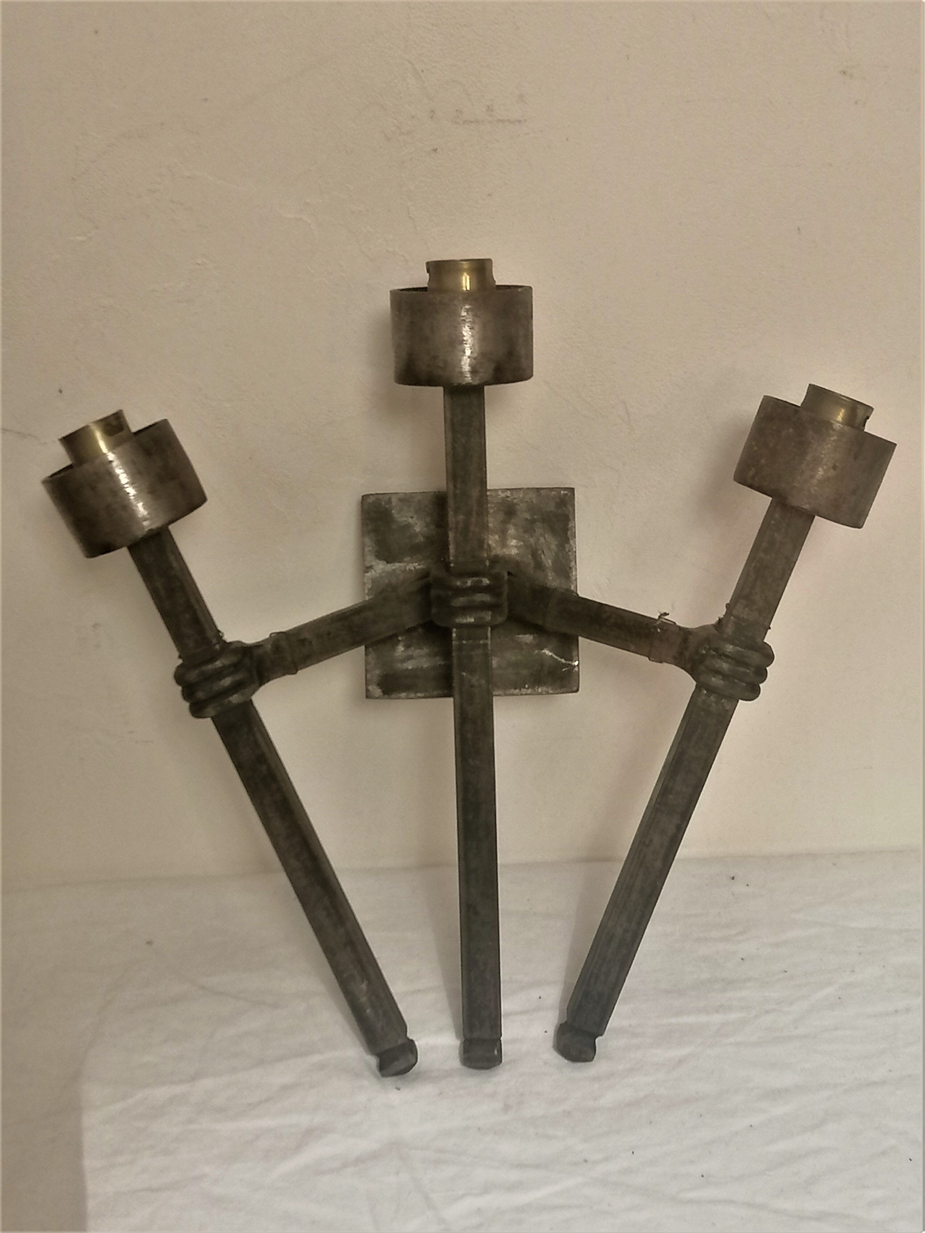 Pair of metal wall lamps from the 50