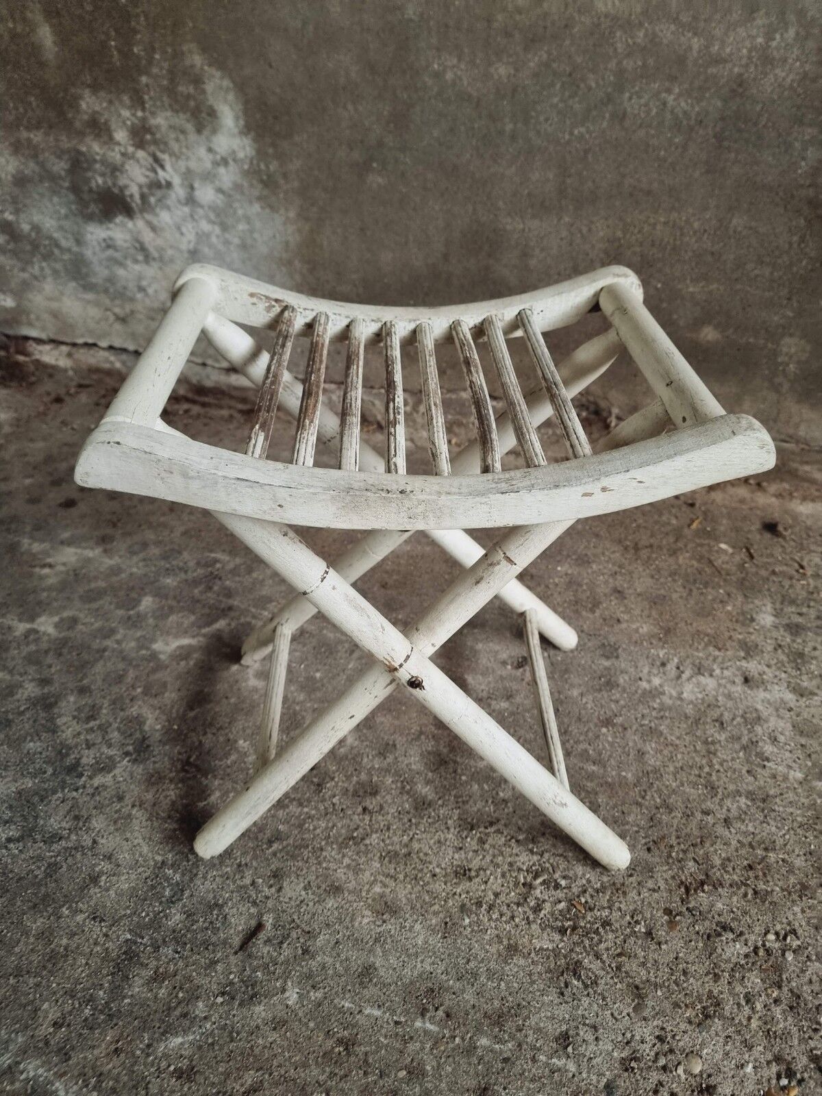 Vintage stool folding stool chalk white