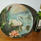 Set of 3 dishes 19th century terracotta painting 1895 boat lily lily swan