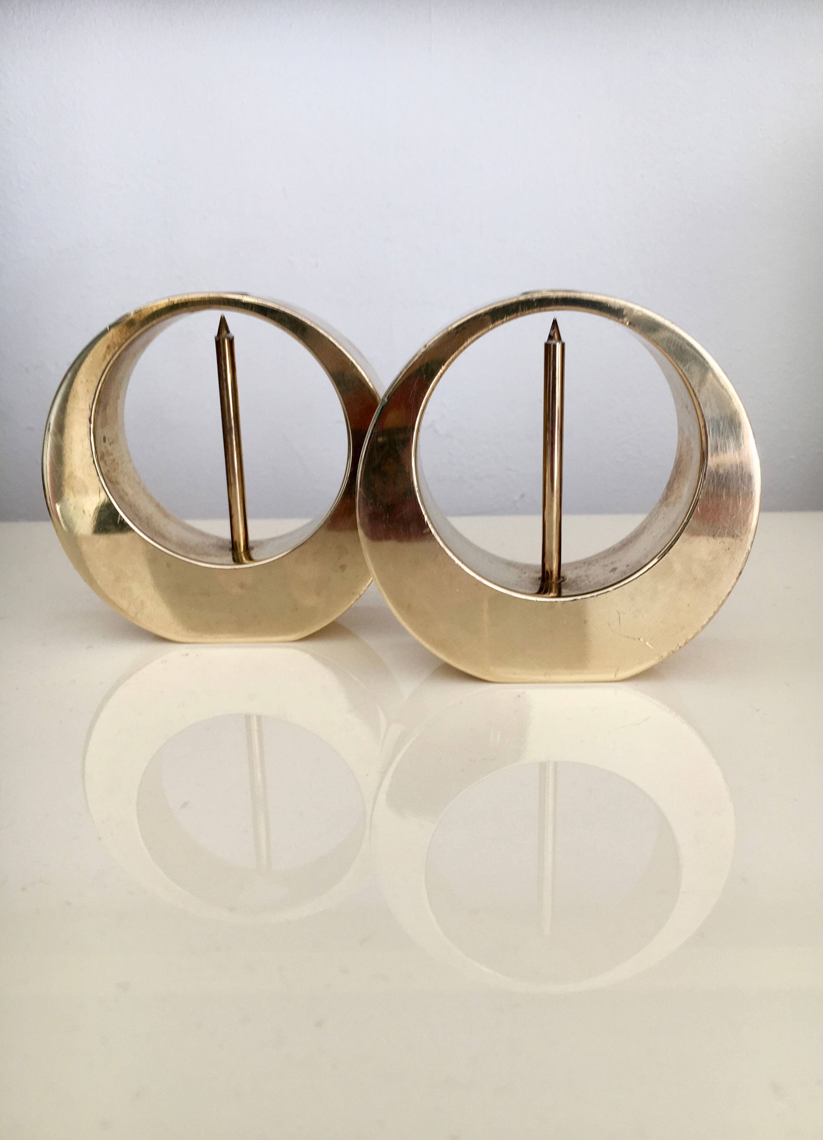 Pair of brass candle holders, Kolback