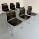 Set of 6 wooden and chrome chairs, Pagholz design from the 80s, vintage Pagwood.