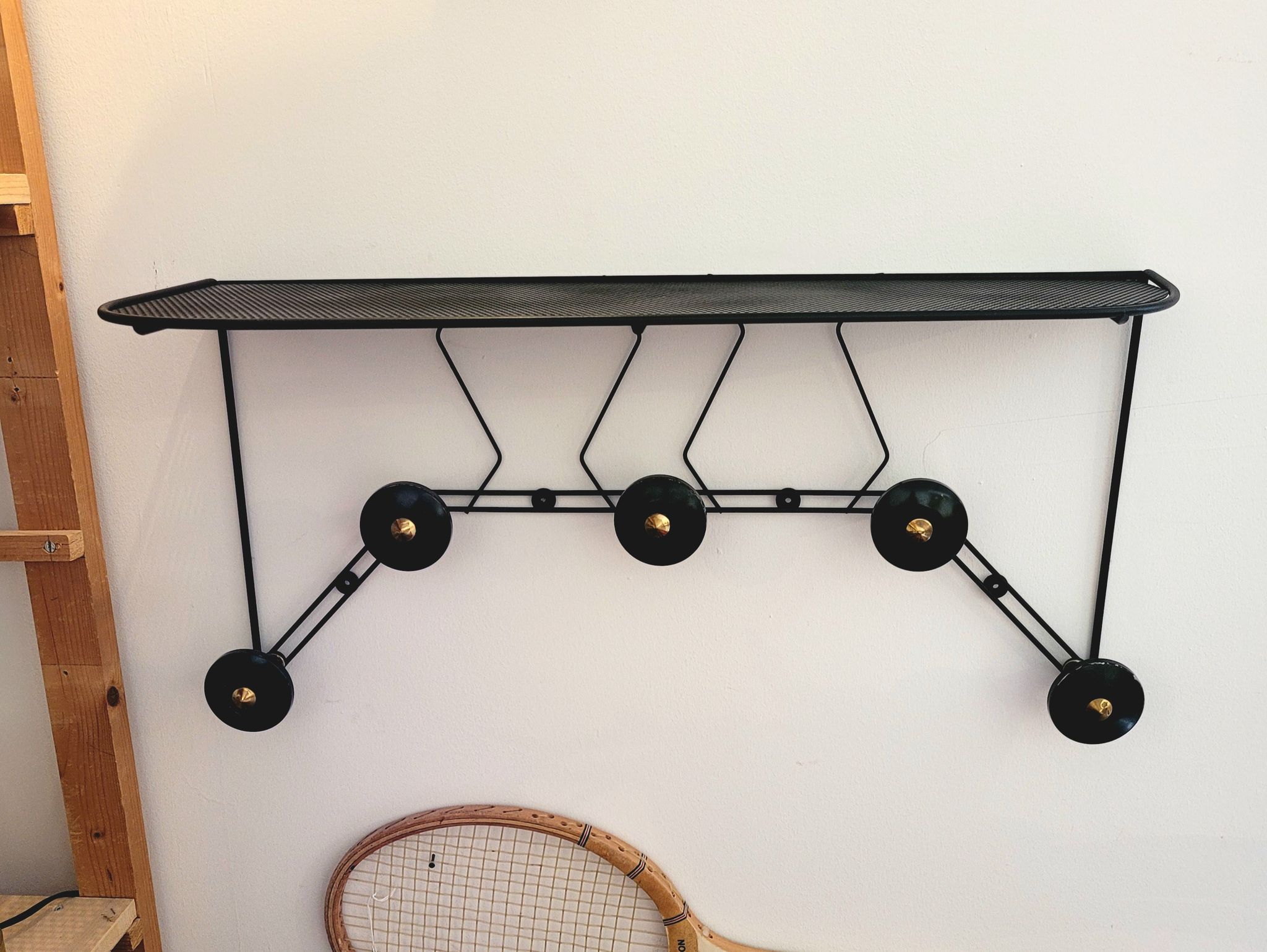 1950s wall-mounted coat rack