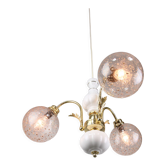 Lustre vintage italien en céramique dorée et en verre