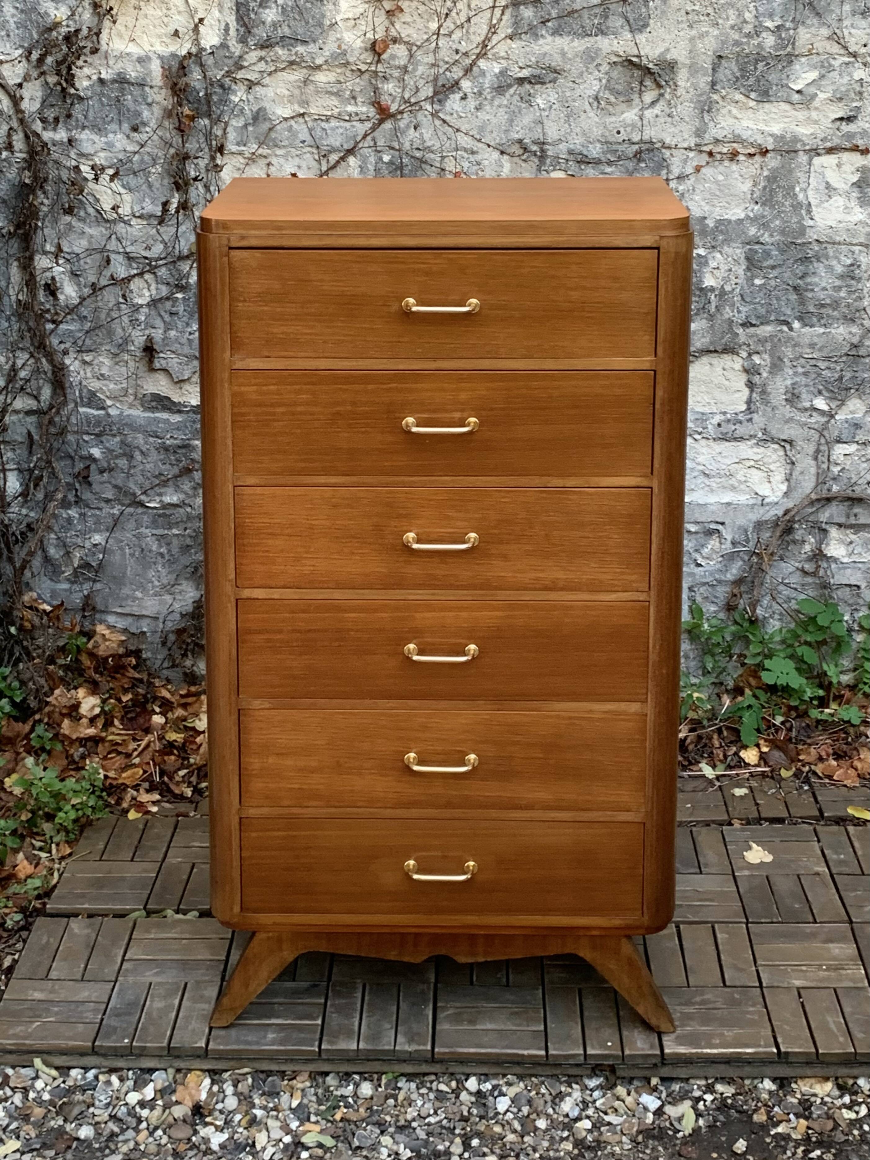 Vintage chest of drawers with compass feet 1960 H112
