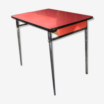 Vintage red formica table 60s