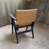 Compass leg armchair - teak and leather