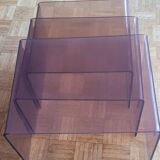 Trio of 70s smoked plexiglass nesting tables