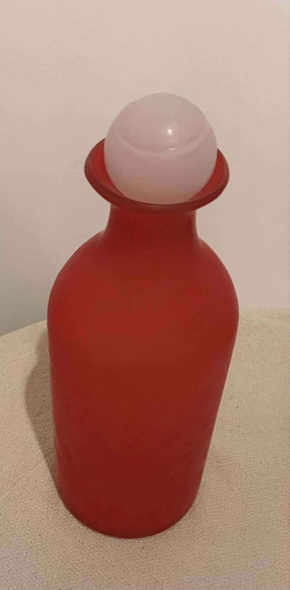 Stunning Duo of Mid-Century Frosted Satin Glass Carafes & Decanters