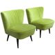 Pair of green club armchairs in beech, Mid-Century design (Hungary, 1950s)