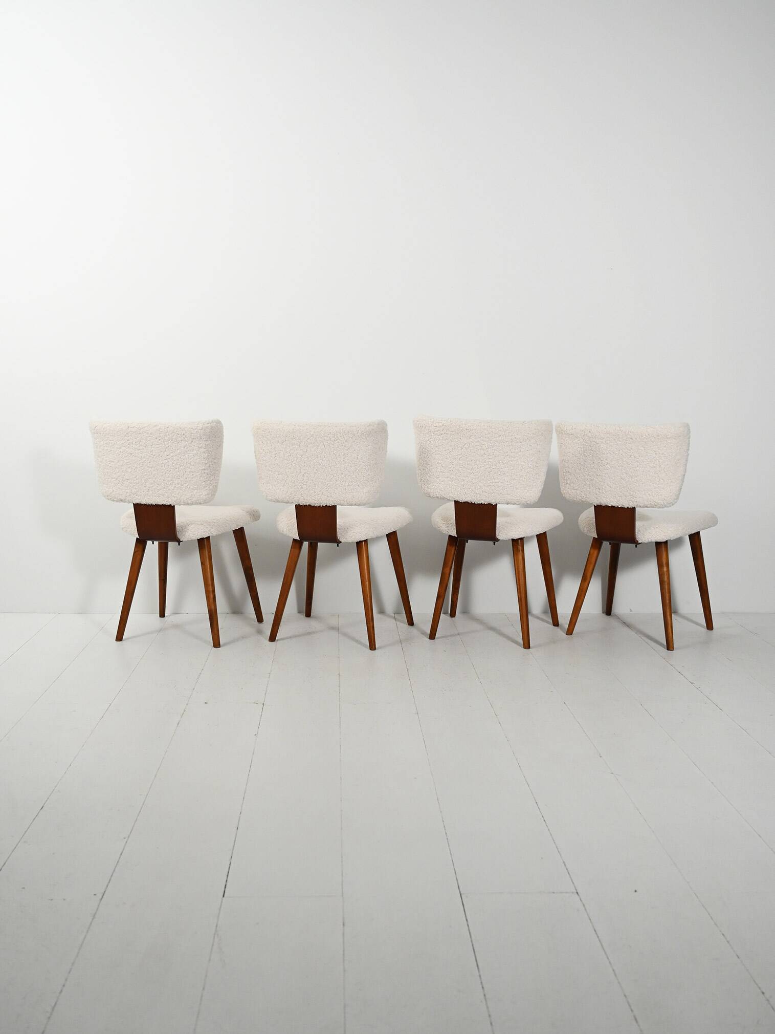 Set of Four Scandinavian Chairs in Bouclé wool