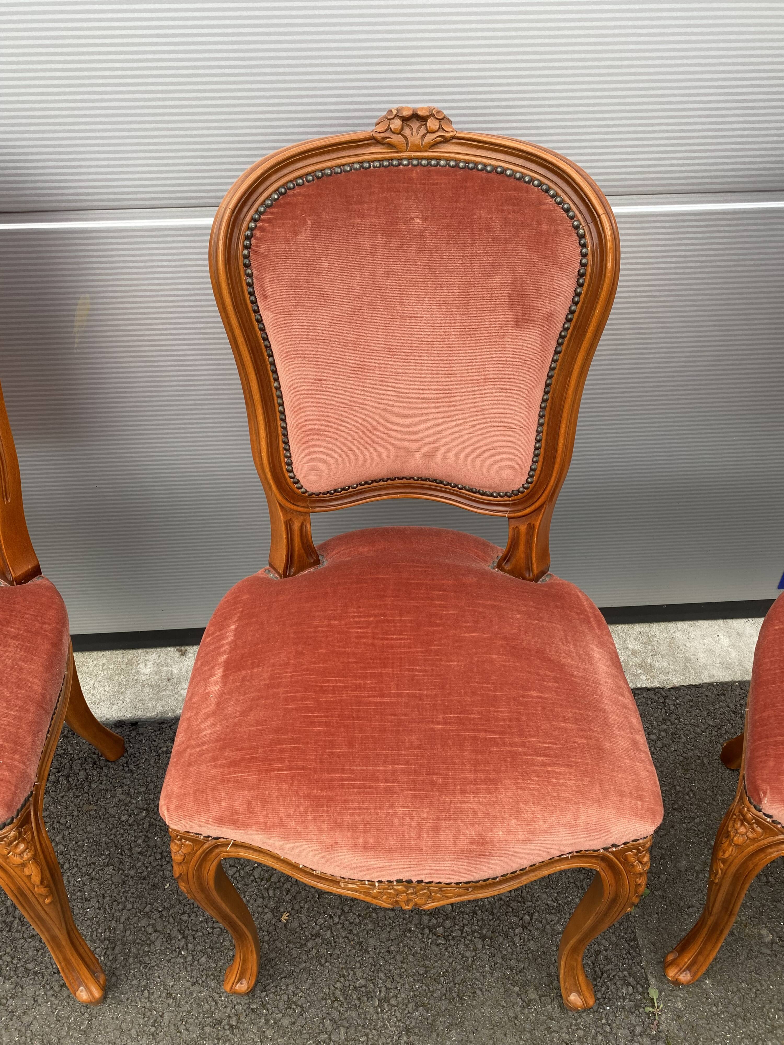 6 chairs Louis XV red style
