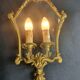 Vintage Louis XVI bronze corner wall sconce Lucien Gau Paris