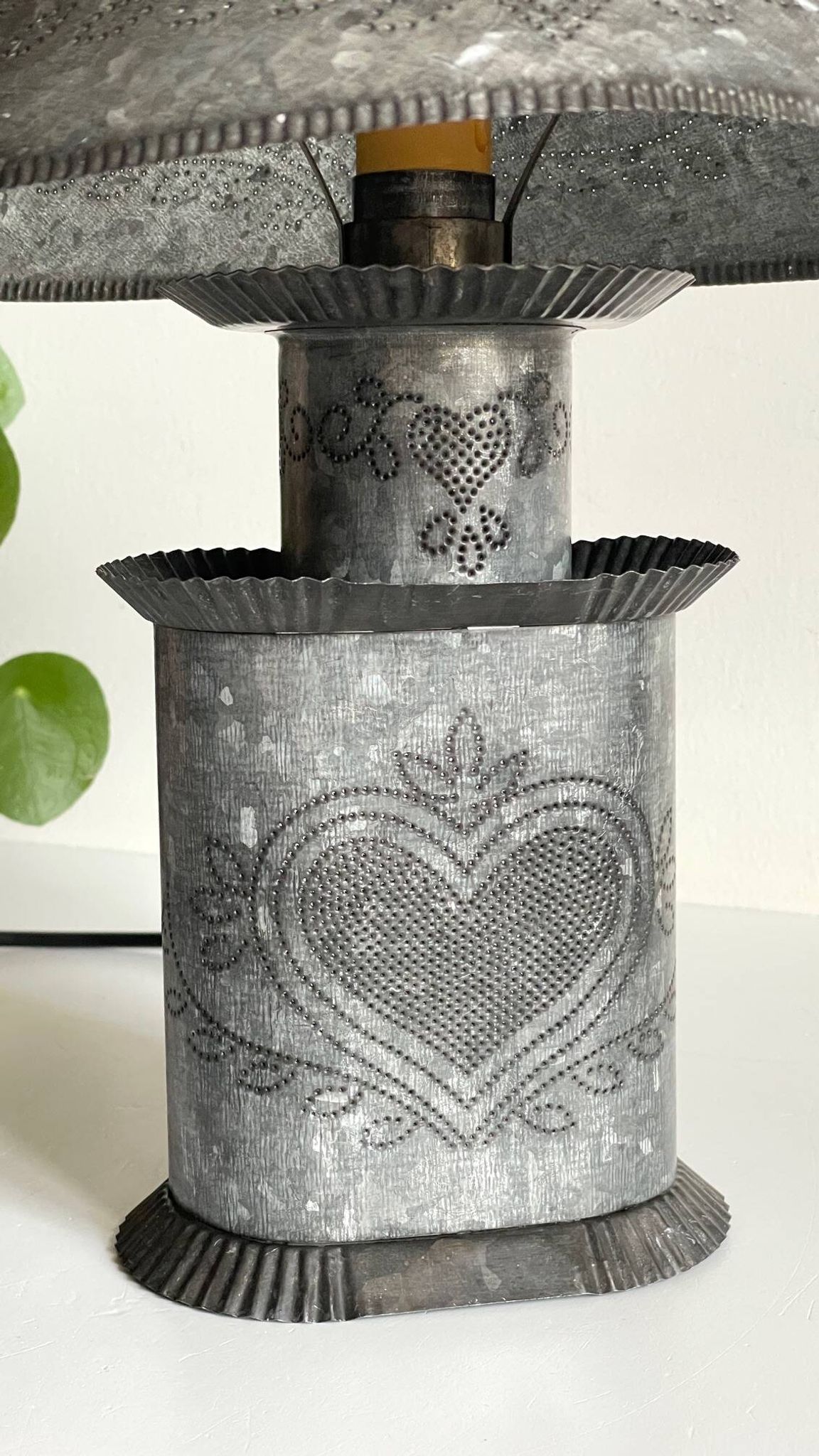 LAMPE Coeur ZINC Vintage