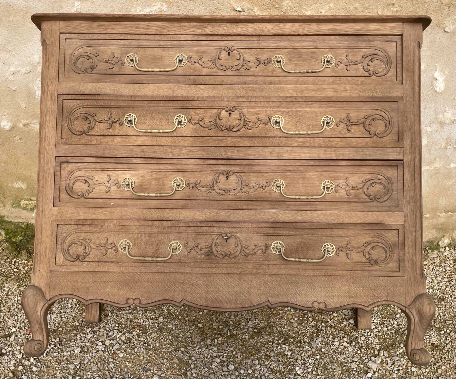 Large stripped oak chest of drawers