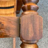 Vintage armchair in straw and brutalist wood