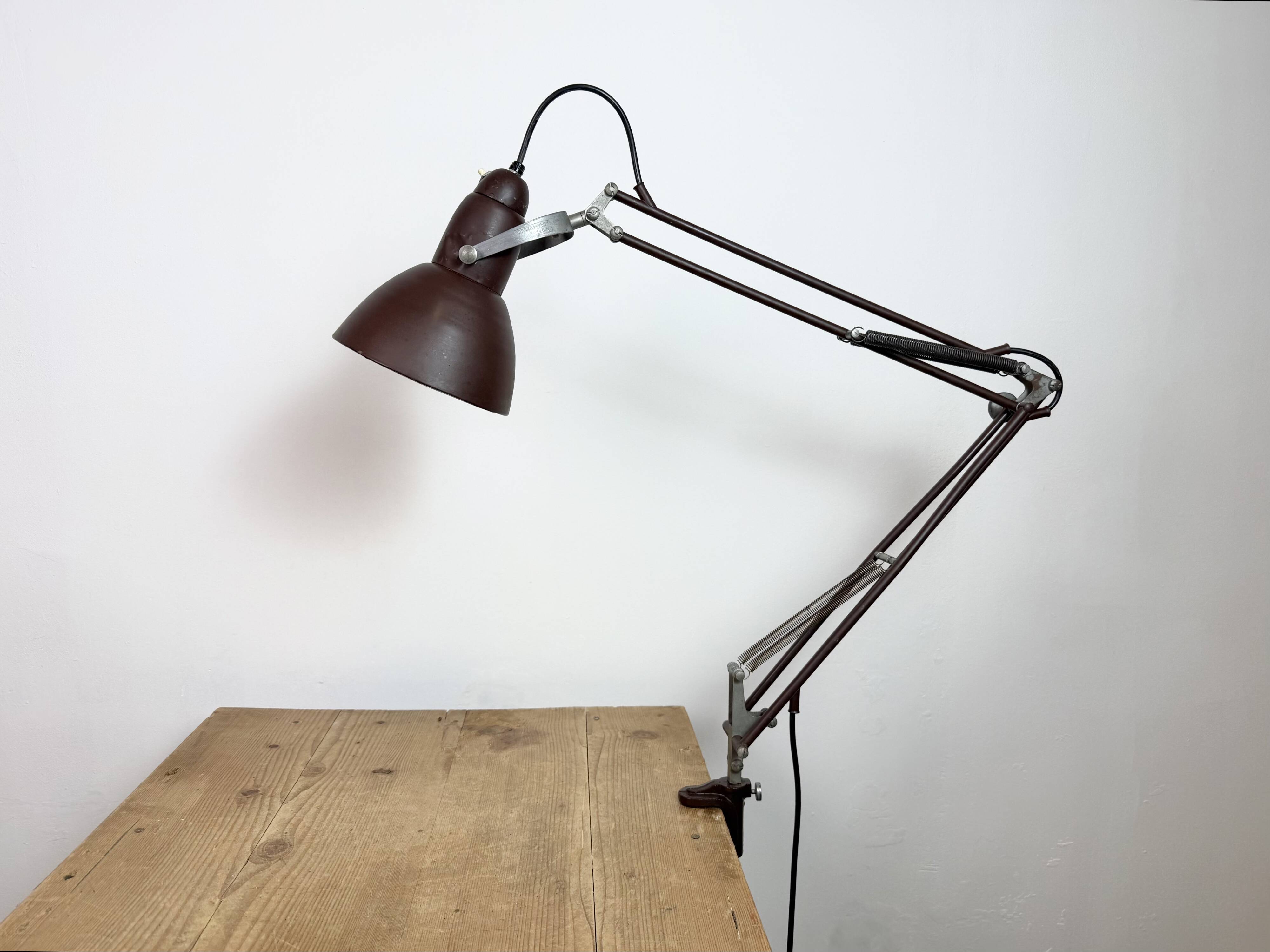 Vintage Brown Architect Table Lamp from Napako, 1950s