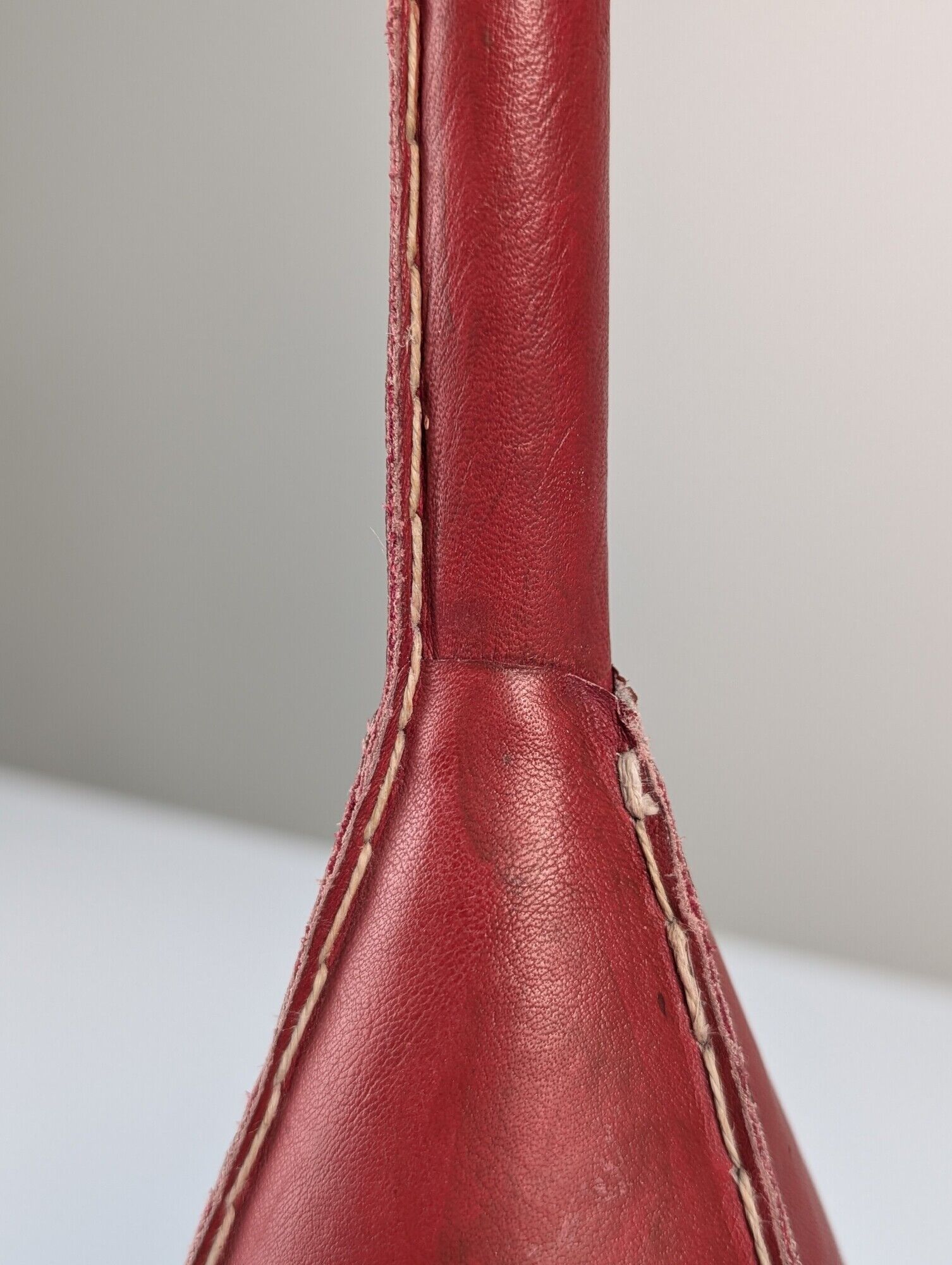 Jacques Adnet floor lamp in red leather, mid-century modern, France, 1960s