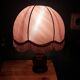 Turned wood bedside lamp with fabric lampshade