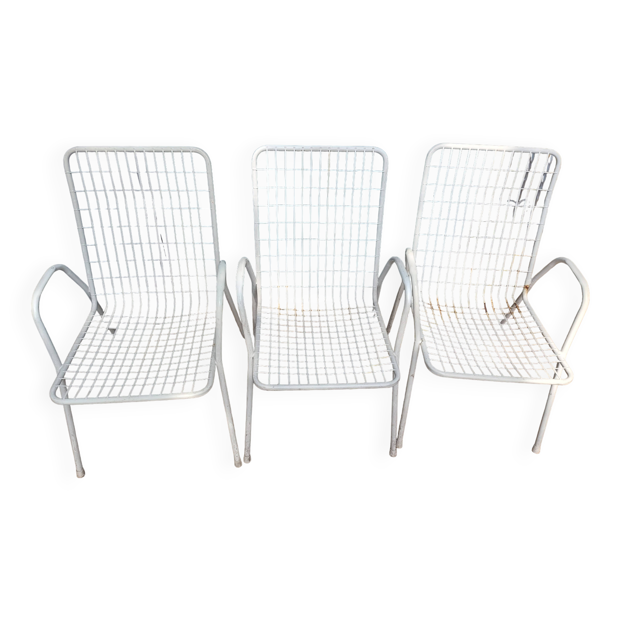 Lot de 3 fauteuils en métal vintage design italien emu modèle rio