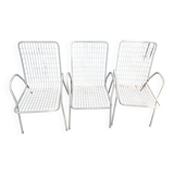 Lot de 3 fauteuils en métal vintage design italien emu modèle rio
