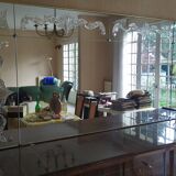 Panoramic mirror with etched parcloses in Art Deco style.