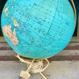 Globe world map old glass light vintage design 1970