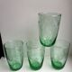 Set of 4 green glass water glasses engraved yeards 50-60