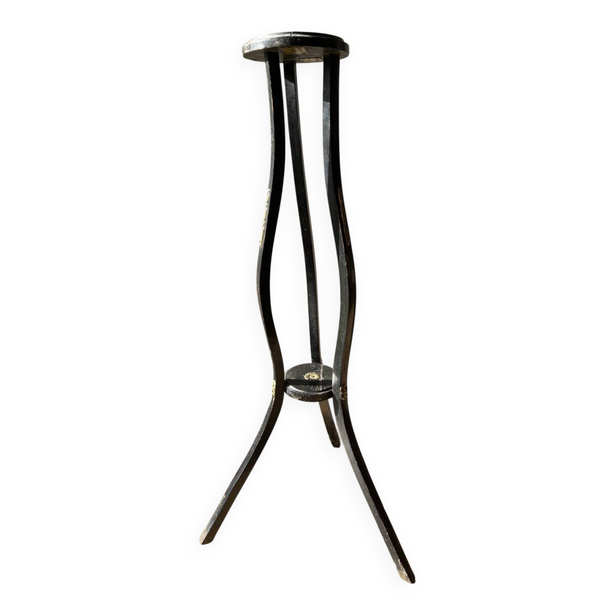 Napoleon III Empire period stool in blackened wood.