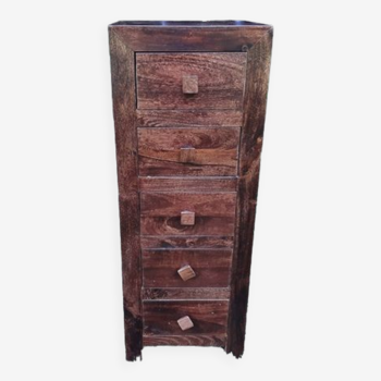 High chest of drawers, exotic solid wood, rosewood, 5 drawers