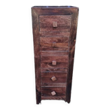 Chiffonnier commode haute bois massif éxotique palissandre 5 tiroirs