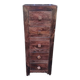 High chest of drawers in exotic rosewood solid wood with 5 drawers