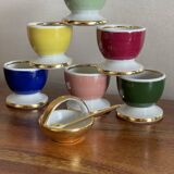 6 multicolored egg cups