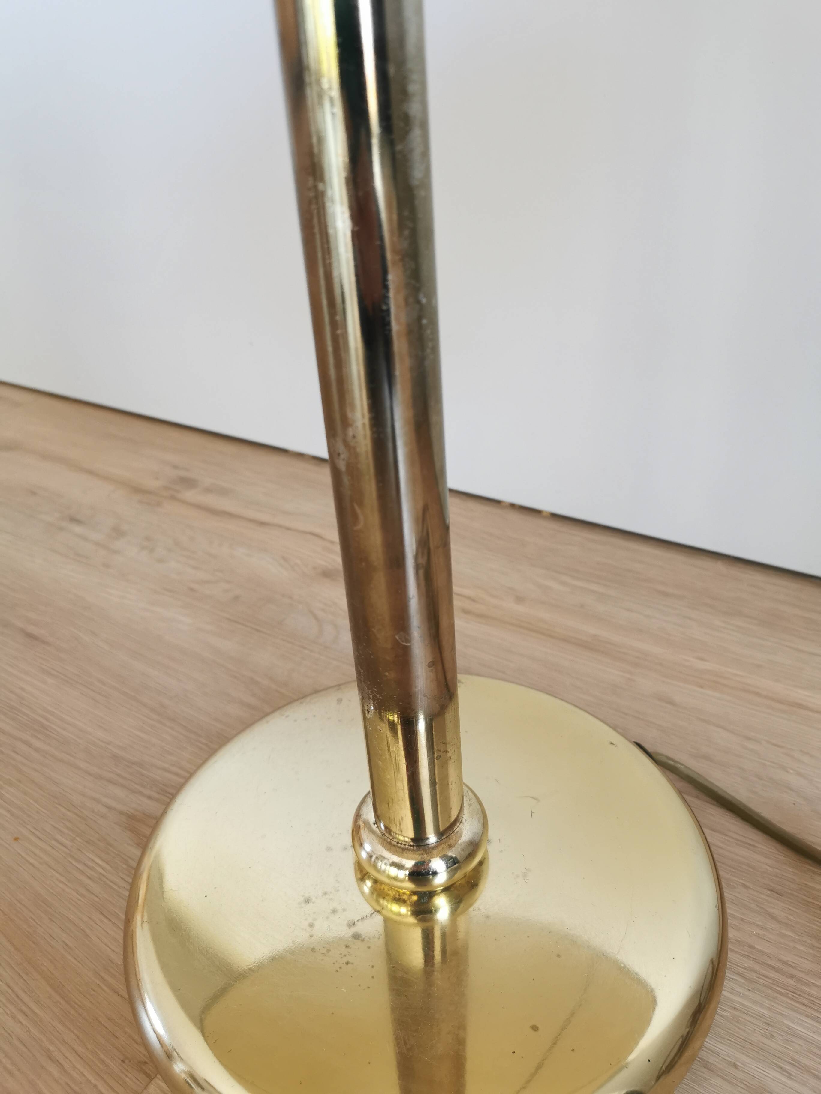Vintage Brass Table Lamp with Fabric Shade, Mid-Century Bedside Light