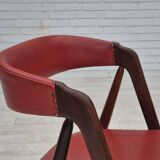 1960s, Danish chair by Farstrup, original condition, solid teak wood, leather.