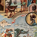 Affiche ancienne carte des Antilles 1948 - JP Pinchon